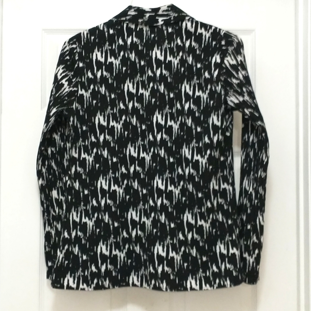 Fred David Stretch Black and White Pleated Blouse Size S - Picture 3 of 4